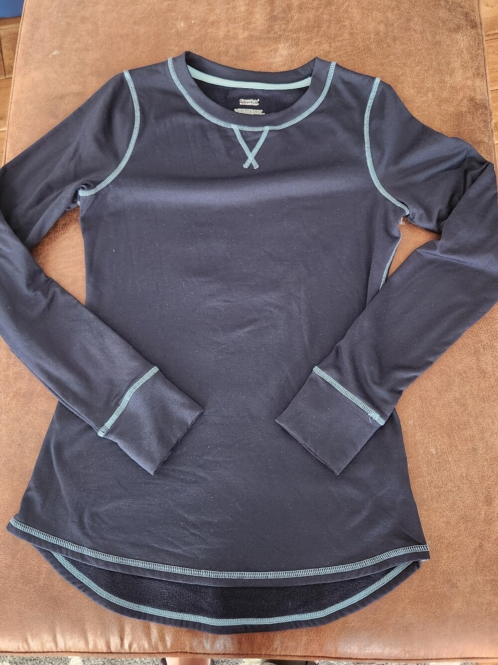 Cuddl Duds Navy Long-Sleeve Crewneck Top with Fleece Lining
